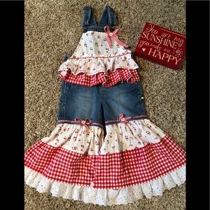 EUC-Custom Boutique ruffled overalls